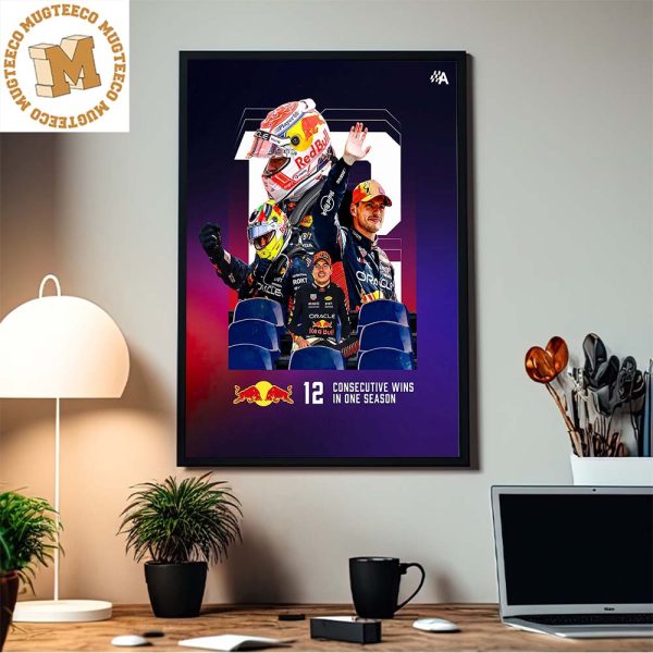 Red Bull Racing Becomes The First Team In F1 History To Win 12 Races In One Season Home Decor Poster Canvas
