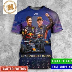 Red Bull Racing Take Their New F1 Record 12 Straight Win In A Row All Over Print Shirt