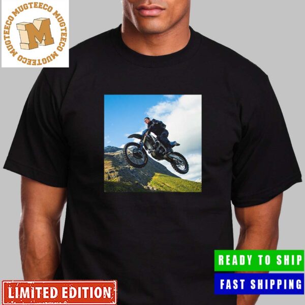 Tom Cruise In Mission Impossible Dead Reckoning Part One Riding Motor Cycle Scene Unisex T-Shirt