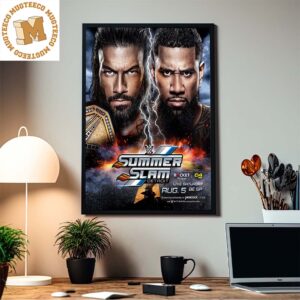 WWE SummerSlam Detroit Tribal Combat Roman Reigns And Jey Uso Home Decor Poster Canvas