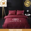 Luxury Louis Vuitton Luxury Red And Brown Monogram Background Bedding Set