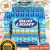 Bud Light Beer Big Logo In Blue And White With Snowflakes Detail Christmas Ugly Sweater 2023