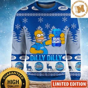 Bud Light Beer The Simpsons Homer Dilly Dilly Funny Christmas Ugly Sweater