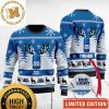 Bud Light Reindeer Snowy Night Snowflakes and Pine Tree Pattern Holiday Ugly Sweater