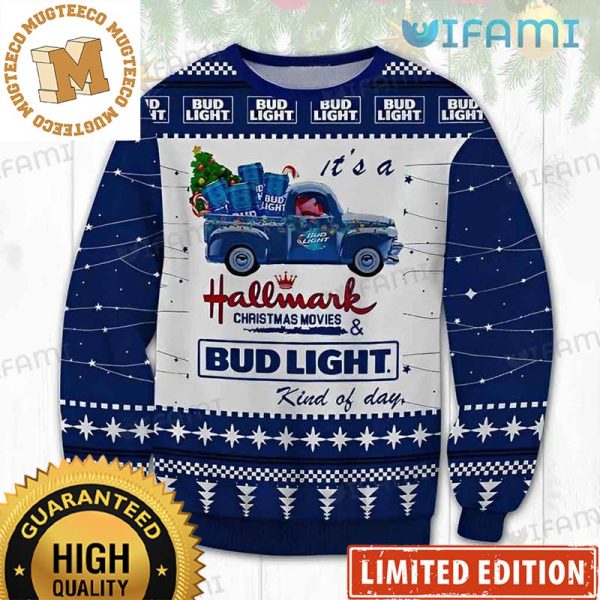 Bud Light Truck Hallmark Christmas Movies And Bud Light Kind Of Day Beer Lover Gift Holiday Ugly Sweater