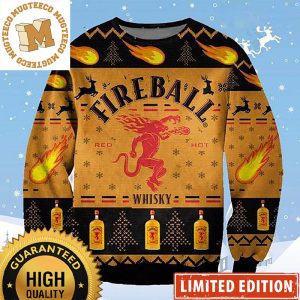 Fireball Red Hot Whisky Devil Logo 2023 Christmas Ugly Sweater