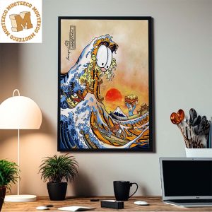 Garfield Great Wave Of Lasagna Japanese Style Home Decor Poster Canvas
