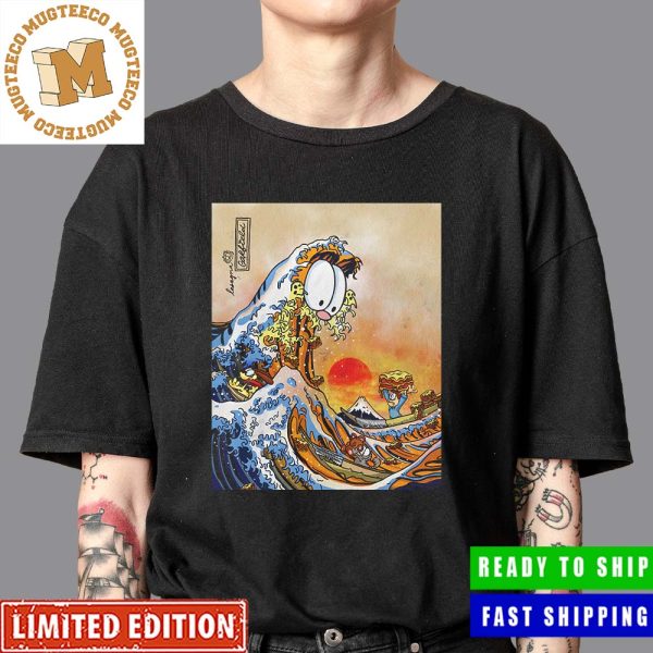 Garfield Great Wave Of Lasagna Japanese Style Unisex T-Shirt