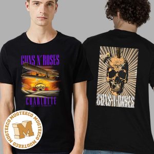 Guns N Roses Charlotte August 29th 2023 At Spectrum Center North America Tour 2023 Air Plane And Skull Two Sides Print Unisex T-Shirt