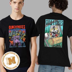 Guns N Roses Chicago North America 2023 Tour Wrigley Field And Chicago Cubs Style August 24th 2023 Two Sides Print T-Shirt