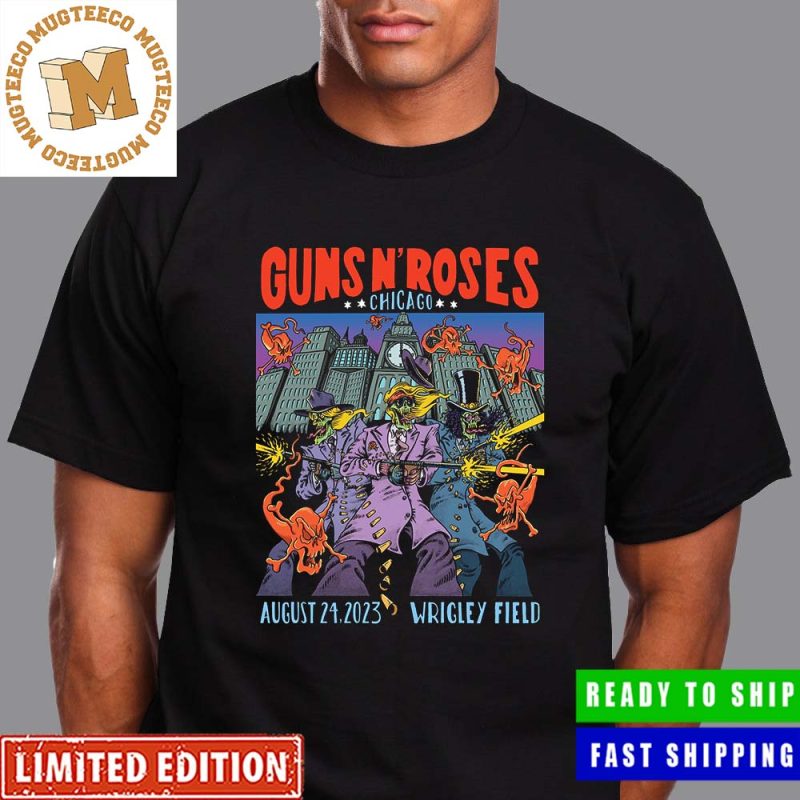 Guns N Roses at Wrigley Field Chicago Cubs August 24 2023 Perhaps Poster Vintage  T-Shirt - Mugteeco