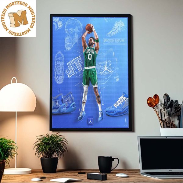 Jason Tatum 1 Jordan Brand Boston Celtics Blueprint Decor Poster Canvas