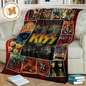 Kiss Rock Band Fleece Blanket Signatures Fan Gift Idea