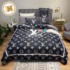 Classic Louis Vuitton Big Logo In Basic Red Background Bedding Set Queen Size