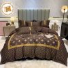 Louis Vuitton Glitter Comparation Of Leopard Print And Black And Golden Monogram Bedding Set