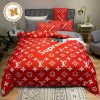 Louis Vuitton x Supreme In Blue Monogram Edition Background Comforter Bedding Set