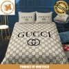 Luxury Gucci Big Golden Logo In Black Background Bedding Set