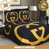 Luxury Gucci Big Black Logo In Classic Beige Monogram Background Bedding Set