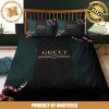 Luxury Gucci Snake Navy And Red Vintage Web In White Blackground With Logo Pattern Bedding Set