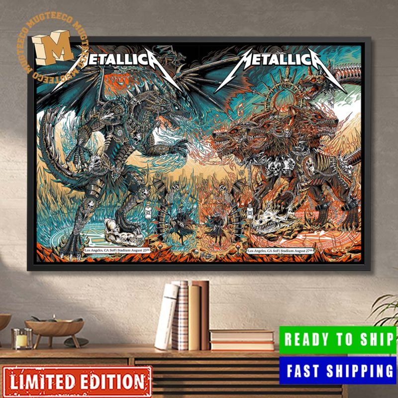 Metallica M72 World Tour Los Angeles CA SoFi Stadium M72 LA Combine Show Dragon And Cerberus Home Decor Poster Canvas