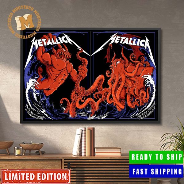 Metallica M72 World Tour North America East Rutherford NJ Metlife Stadium Devil Versus Kraken Home Decor Poster Canvas