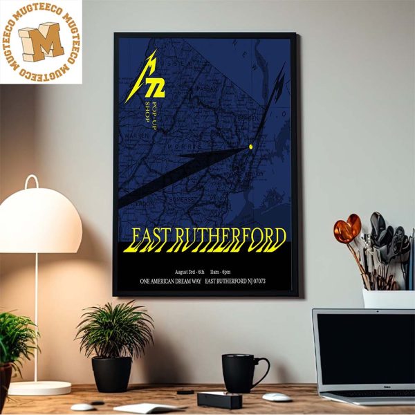 Metallica M72 Worldtour East Rutherford Pop Up Shop Map Home Decor Poster Canvas