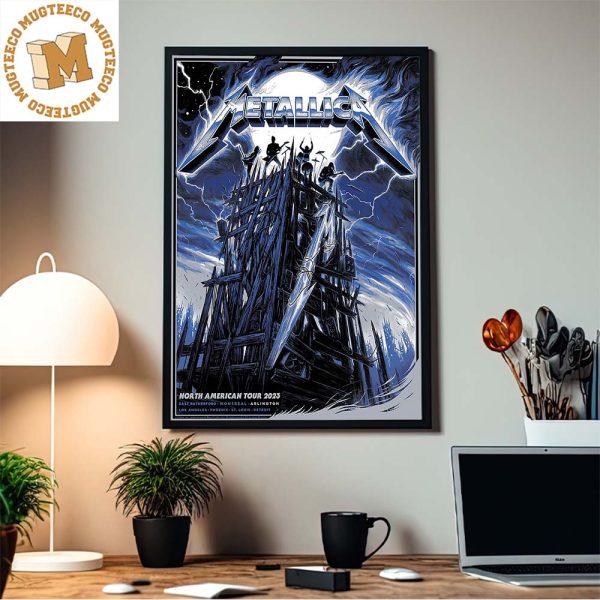 Metallica North American Tour 2023 M72 Arlington Exclusive Smokey Blue Colorway Home Decor Poster Canvas