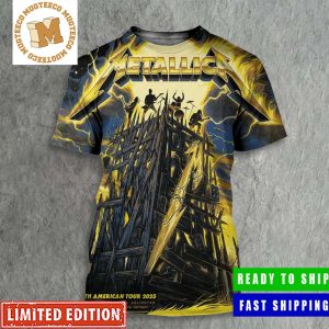 Metallica North American Tour 2023 M72 Los Angeles Exclusive Colorway Ver 2 Black And Yellow Thunder 3D Shirt