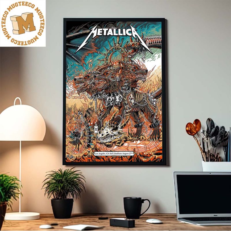 Metallica Tonight In Los Angeles SoFi Stadium Night Two Of M72 LA August 27th Cerberus Style Home Decor Poster Canvas