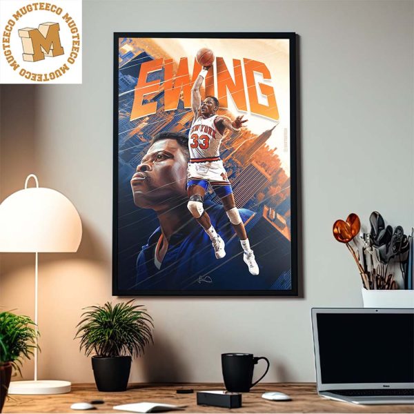 Patrick Ewing New York Knicks Dunk Move Fan Art Home Decor Poster Canvas