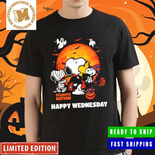 Peanuts Nation Snoopy Dracula Mummy And Witch Happy Wednesday Halloween Unisex T-Shirt