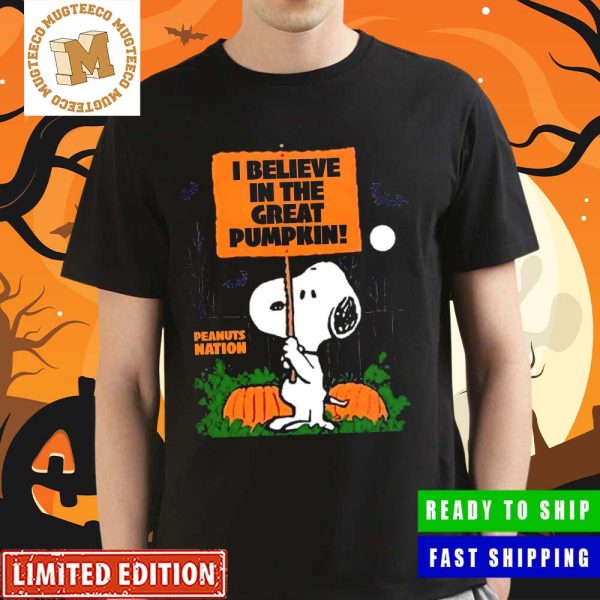 Peanuts Nation Snoopy I Believe In The Great Pumpkin Halloween Vintage T-Shirt