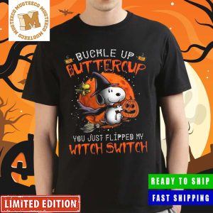 Snoopy Buckle Up Buttercup You Just Flipped My Witch Switch Halloween Vintage T-Shirt