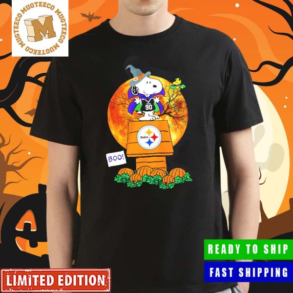 Snoopy Woodstock boo moon Pittsburgh Steelers Happy Halloween Unisex T-Shirt