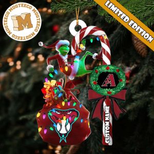 Arizona Diamondbacks MLB Grinch Candy Cane Personalized Xmas Gifts Christmas Tree Decorations Ornament