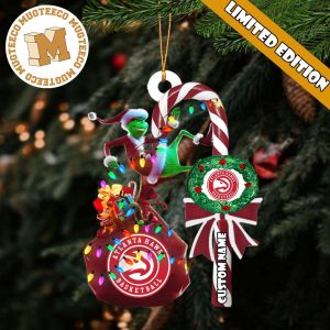 Atlanta Hawks NBA Grinch Candy Cane Personalized Xmas Gifts Christmas Tree Decorations Ornament