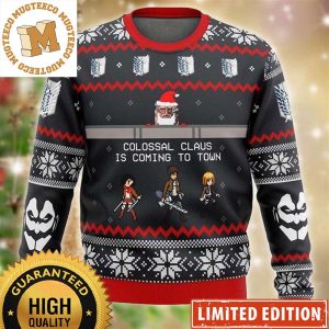 Attack On Titan Colossal Claus Is Coming To Town Funny Christmas Ugly Sweater 2023