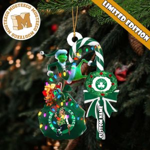 Boston Celtics NBA Grinch Candy Cane Personalized Xmas Gifts Christmas Tree Decorations Ornament