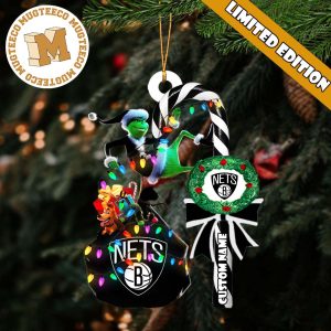 Brooklyn Nets NBA Grinch Candy Cane Personalized Xmas Gifts Christmas Tree Decorations Ornament