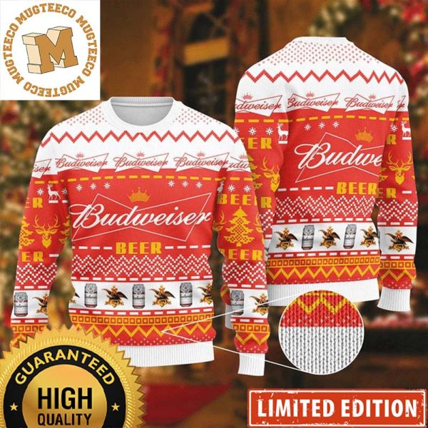 Budweiser Beer Big Logo Chevron Knitting Pattern Christmas Ugly Sweater