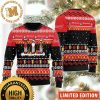 Budweiser Big Logo With Christmas Lights And Santa Hat Reindeer Snowy Night Holiday Ugly Sweater