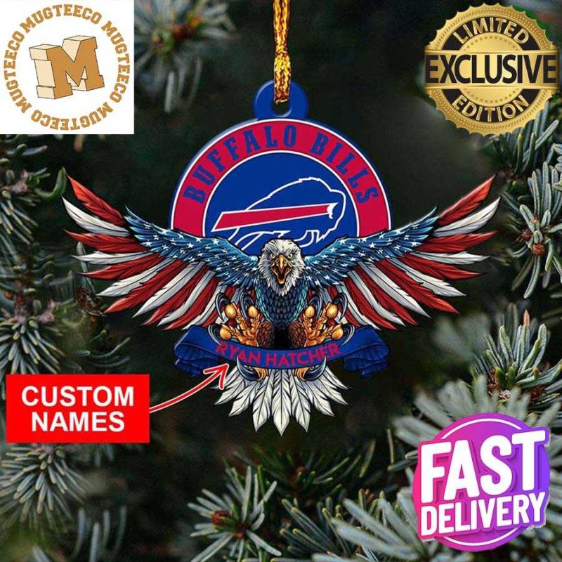 NFL Buffalo Bills Flag Map US Personalized Christmas Ornaments - Banantees