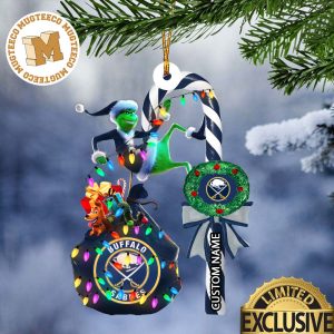 Buffalo Sabres NHL Grinch Candy Cane Personalized Xmas Gifts Christmas Tree Decorations Ornament