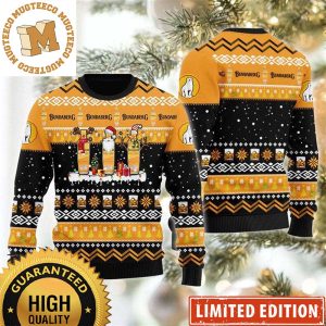 Bundaberg Bottles Santa Reindeer And Snowflake Black And Yellow Christmas Ugly Sweater 2023