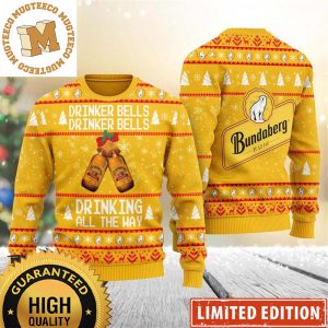 Bundaberg Drinker Bells Drinker Bells Drinking All The Way Yellow Funny Christmas Ugly Sweater