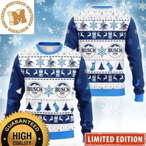 Busch Latte Breezy Snowflakes And Stocking Christmas Ugly Sweater 2023