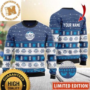 Busch Light Beer Personalized Christmas Twinkle Lights Knitting Blue Christmas Ugly Sweater