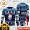 Busch Light Beer Reindeer Snowflakes Knitting White And Blue Christmas Ugly Sweater