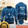 Busch Light Logo With Sân Hat Reindeer Snowy Night White Holiday Ugly Sweater