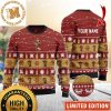 Captain Morgan Logo With Snowflakes Knitting Pattern Beige And Red Christmas Ugly Sweater 2023